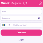 Så skapar du ett konto på Spinz Casino